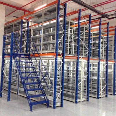 two-tier and three-tier warehouse storage rack in industrial facility